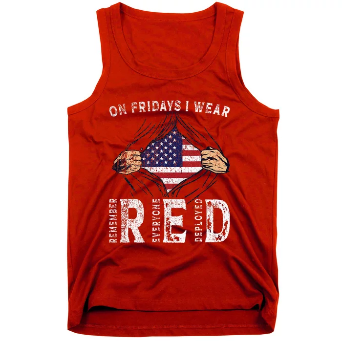 On Fridays I Wear Red Usa Support American Troops Tank Top