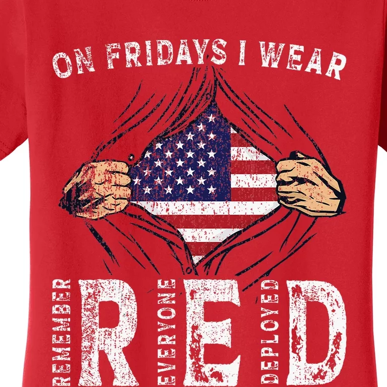 On Fridays I Wear Red Usa Support American Troops Women's T-Shirt