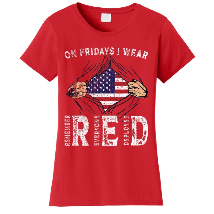 On Fridays I Wear Red Usa Support American Troops Women's T-Shirt