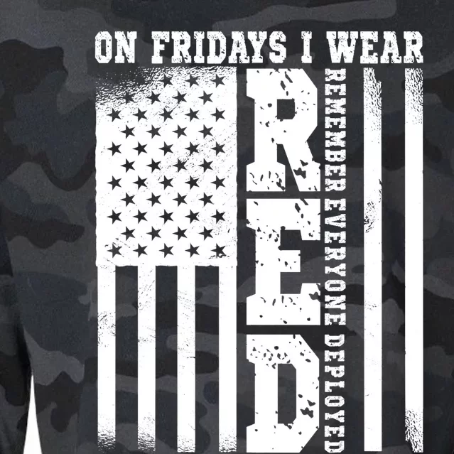 On Fridays I Wear Red USA Support American Troops Cropped Pullover Crew