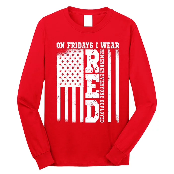 On Fridays I Wear Red USA Support American Troops Long Sleeve Shirt