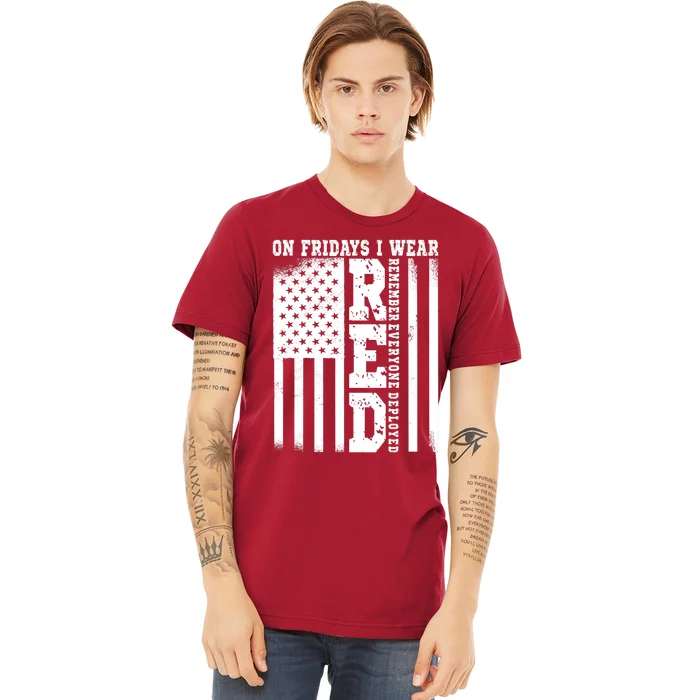 On Fridays I Wear Red USA Support American Troops Premium T-Shirt