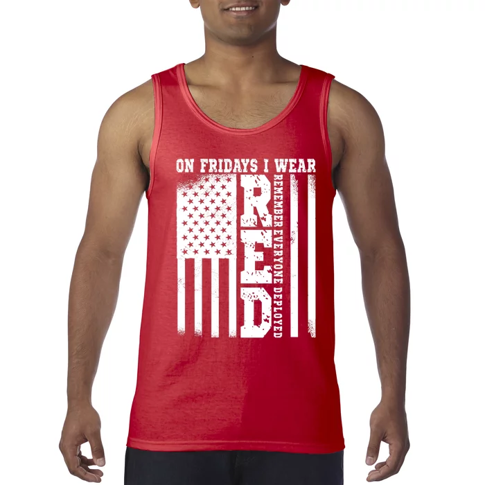 On Fridays I Wear Red USA Support American Troops Tank Top