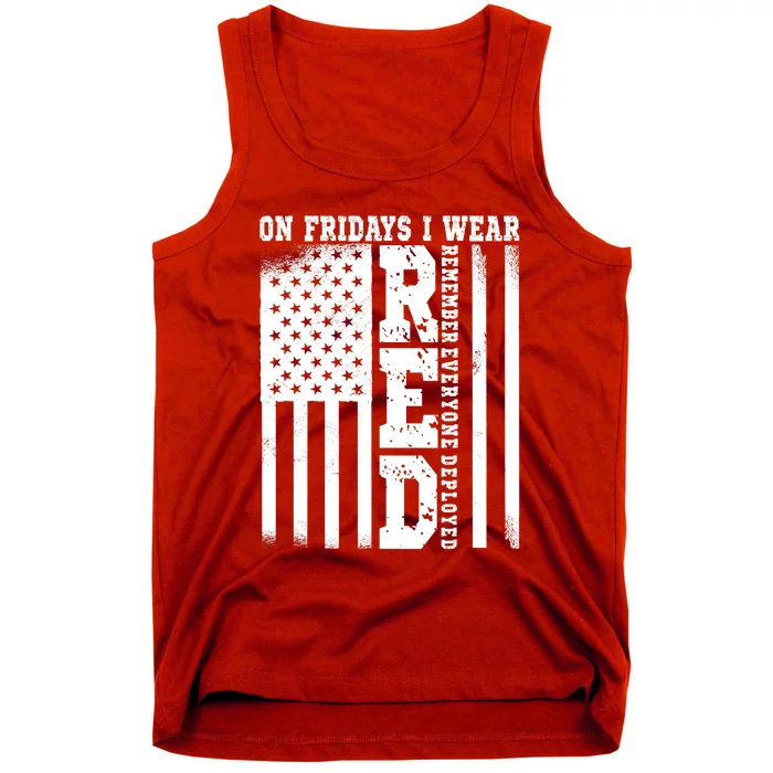 On Fridays I Wear Red USA Support American Troops Tank Top