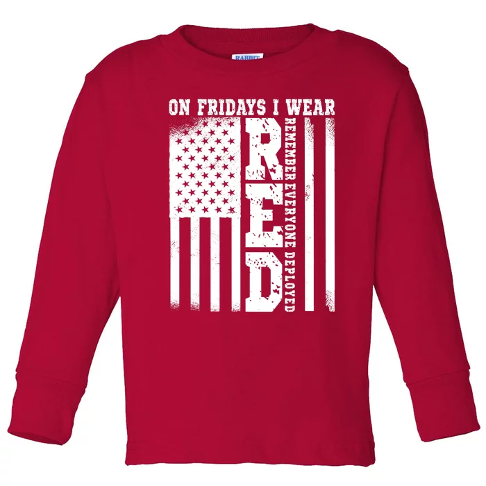 On Fridays I Wear Red USA Support American Troops Toddler Long Sleeve Shirt