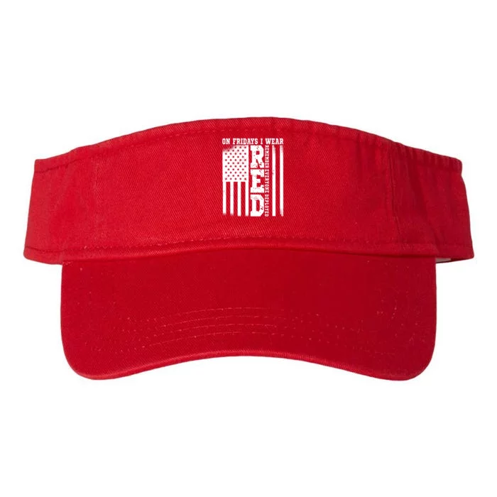 On Fridays I Wear Red USA Support American Troops Valucap Bio-Washed Visor