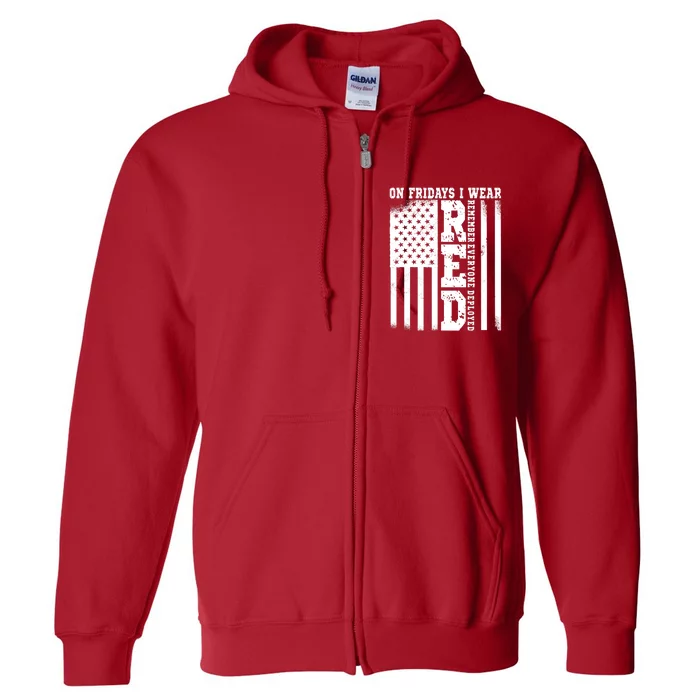 On Fridays I Wear Red USA Support American Troops Full Zip Hoodie