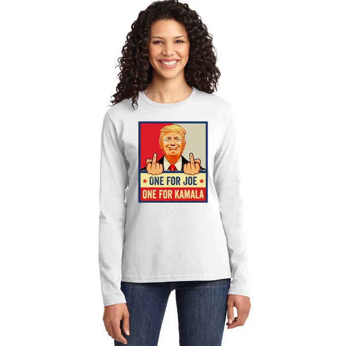 One For Joe One For Kamala Trump Vote Trump 2024 Ladies Long Sleeve Shirt