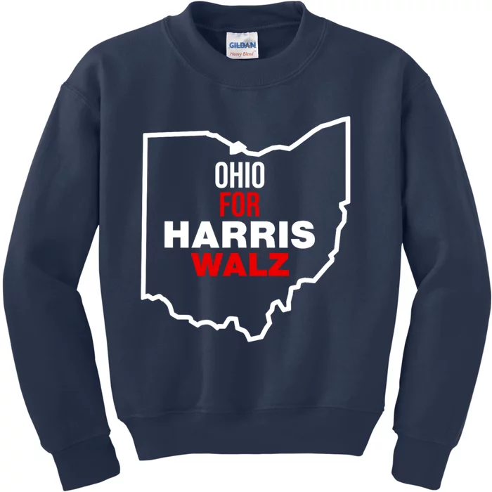 Ohio For Kamala Harris Waltz Walz 2024 Kids Sweatshirt