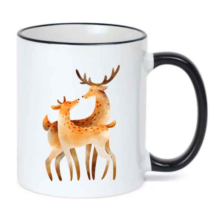 Outfit For Lovers: Cute Pair Of Watercolor Deer Gift Black Color Changing Mug