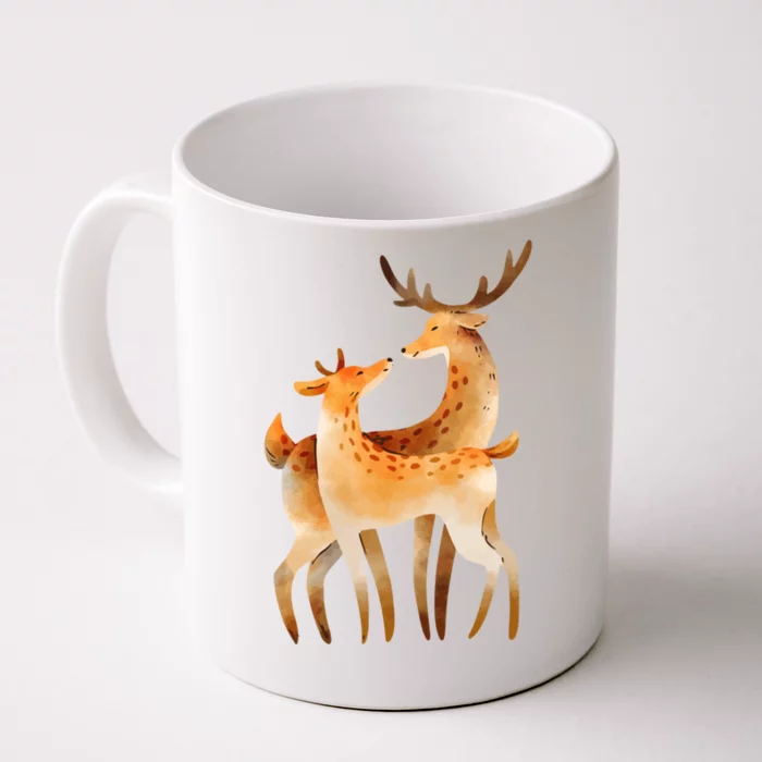 Outfit For Lovers: Cute Pair Of Watercolor Deer Gift Front & Back Coffee Mug