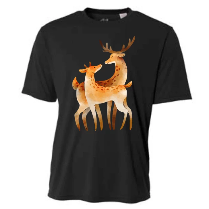 Outfit For Lovers: Cute Pair Of Watercolor Deer Cute Gift Cooling Performance Crew T-Shirt