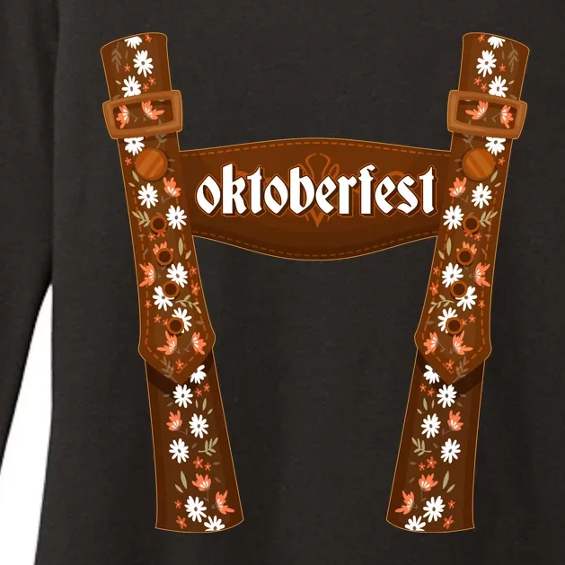 Oktoberfest Floral Lederhosen Womens CVC Long Sleeve Shirt