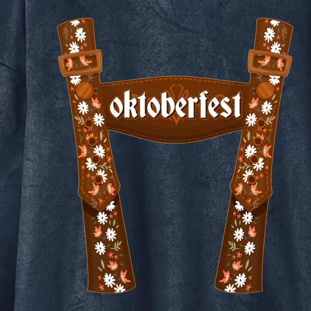 Oktoberfest Floral Lederhosen Hooded Wearable Blanket