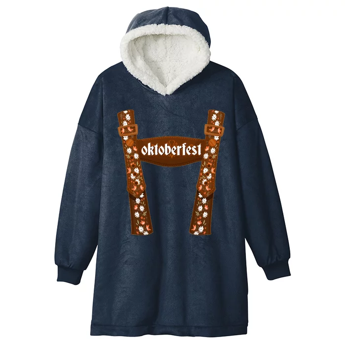 Oktoberfest Floral Lederhosen Hooded Wearable Blanket