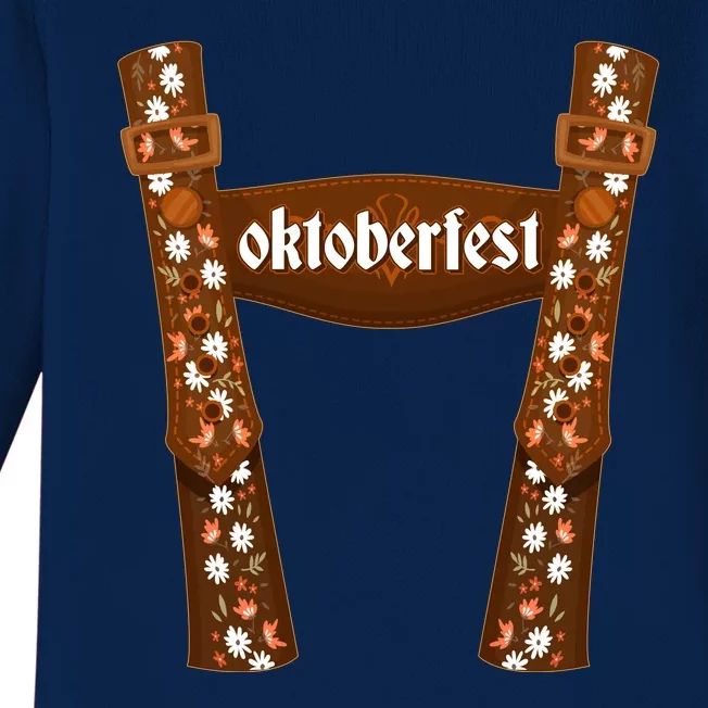 Oktoberfest Floral Lederhosen Baby Long Sleeve Bodysuit