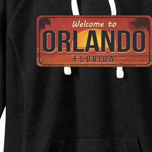 Orlando Florida License Plate Sunset Women's Fleece Hoodie