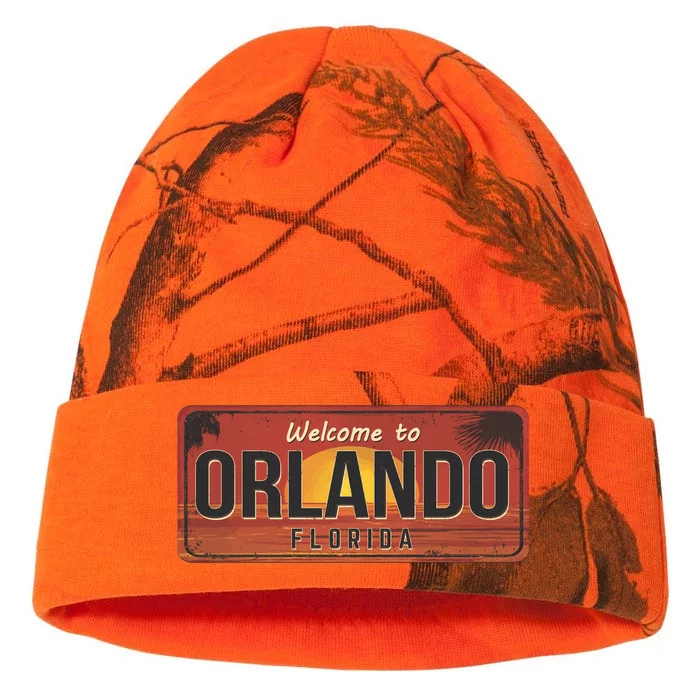 Orlando Florida License Plate Sunset Kati - 12in Camo Beanie