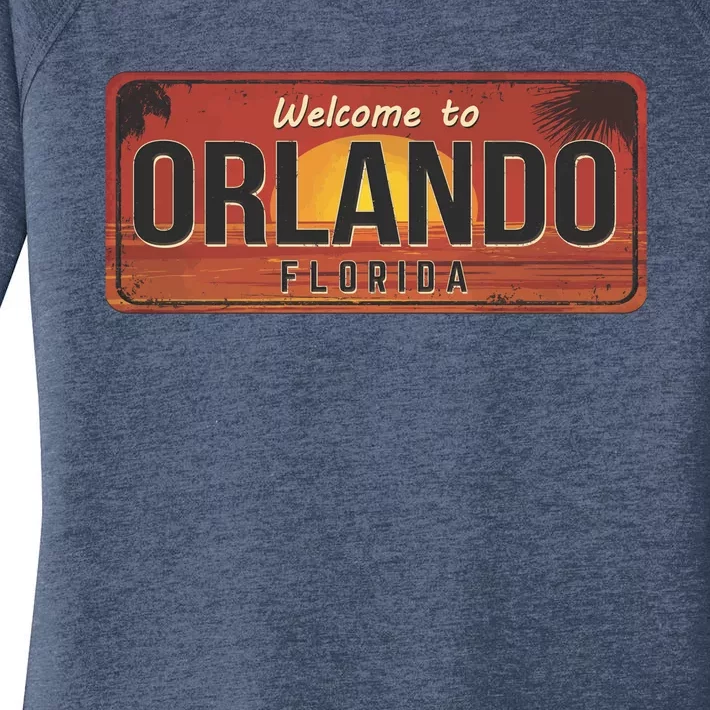 Orlando Florida License Plate Sunset Women's Perfect Tri Tunic Long Sleeve Shirt