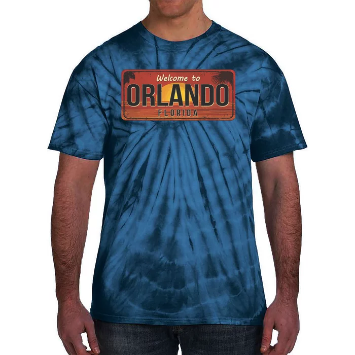 Orlando Florida License Plate Sunset Tie-Dye T-Shirt