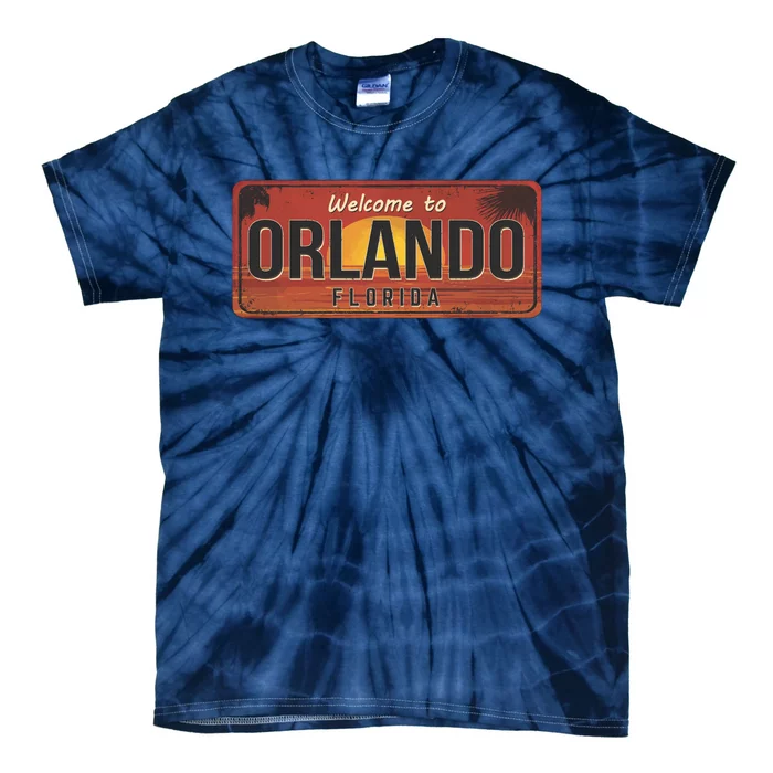 Orlando Florida License Plate Sunset Tie-Dye T-Shirt