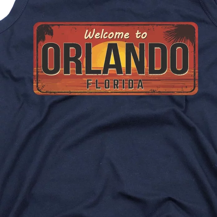 Orlando Florida License Plate Sunset Tank Top