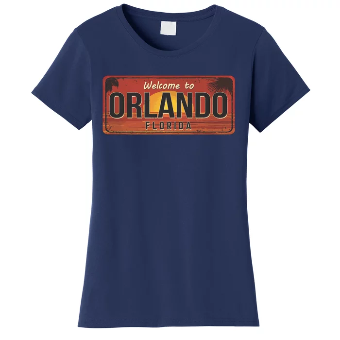 Orlando Florida License Plate Sunset Women's T-Shirt