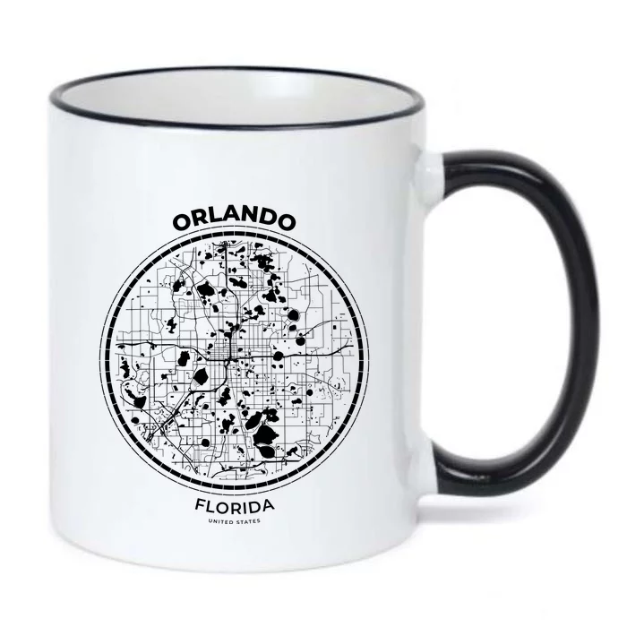 Orlando Florida Map Sketch Black Color Changing Mug