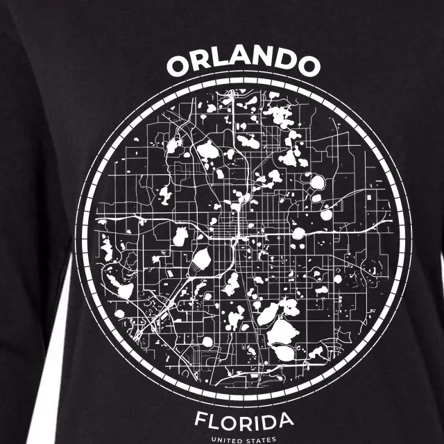 Orlando Florida Map Sketch Womens Cotton Relaxed Long Sleeve T-Shirt