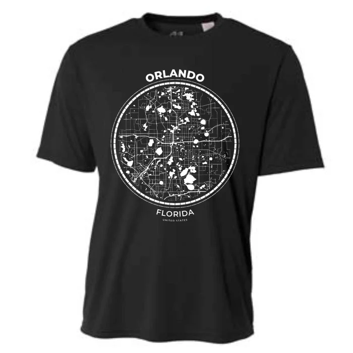 Orlando Florida Map Sketch Cooling Performance Crew T-Shirt