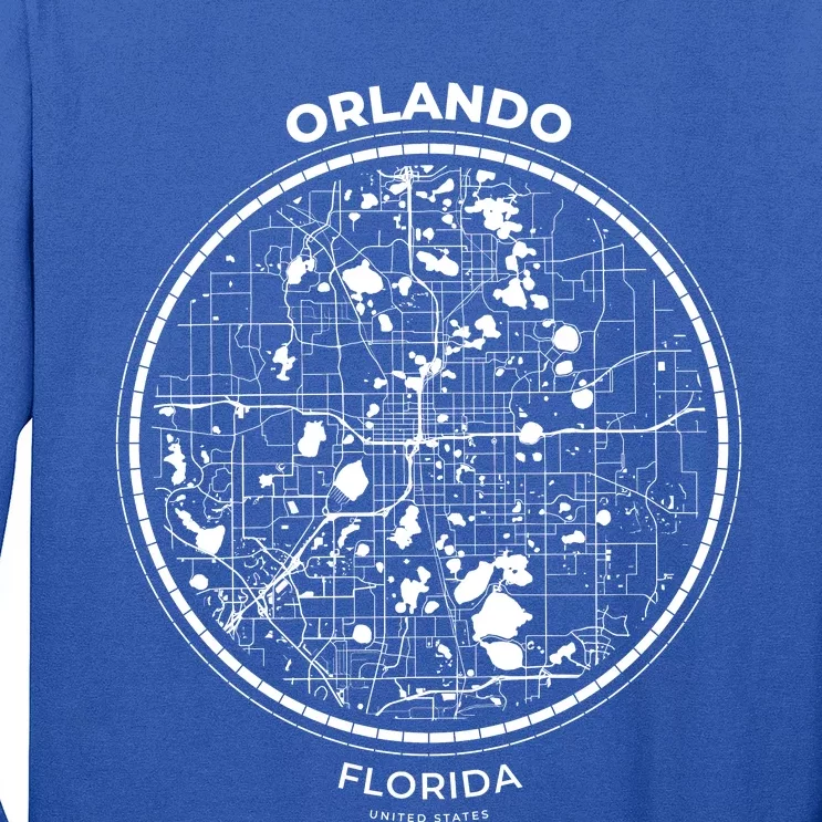 Orlando Florida Map Sketch Long Sleeve Shirt