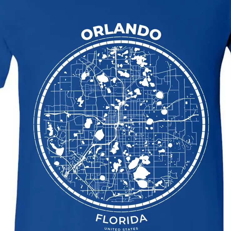 Orlando Florida Map Sketch V-Neck T-Shirt