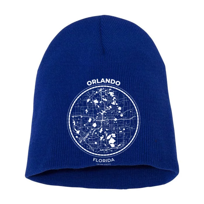 Orlando Florida Map Sketch Short Acrylic Beanie