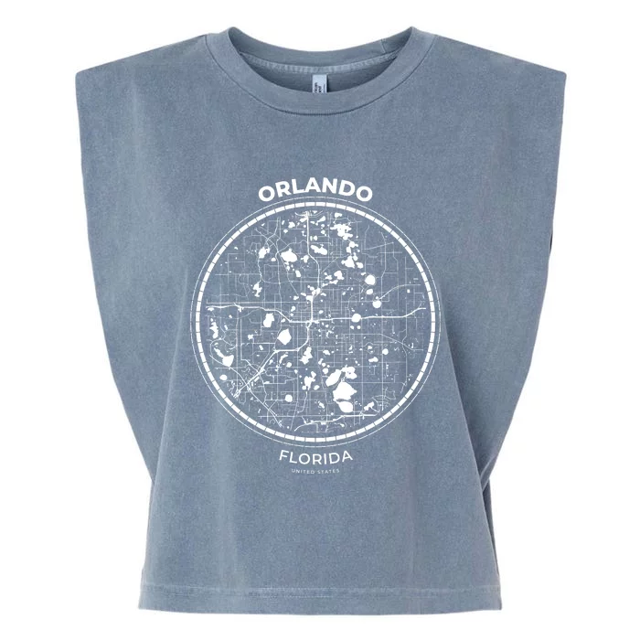 Orlando Florida Map Sketch Garment-Dyed Women's Muscle Tee