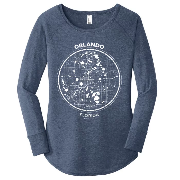 Orlando Florida Map Sketch Women's Perfect Tri Tunic Long Sleeve Shirt