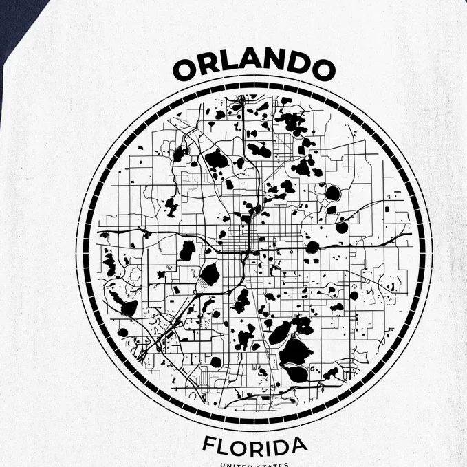 Orlando Florida Map Sketch Baseball Sleeve Shirt