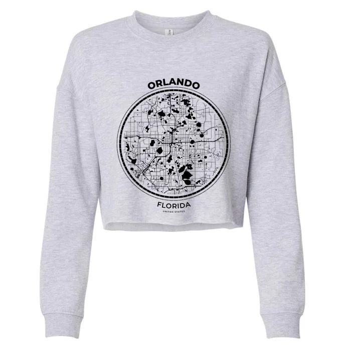 Orlando Florida Map Sketch Cropped Pullover Crew