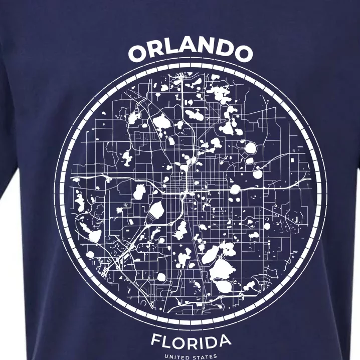 Orlando Florida Map Sketch Sueded Cloud Jersey T-Shirt