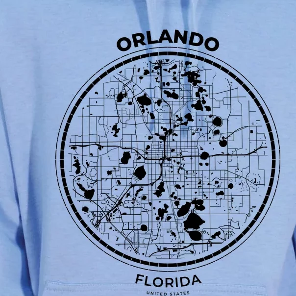 Orlando Florida Map Sketch Unisex Surf Hoodie