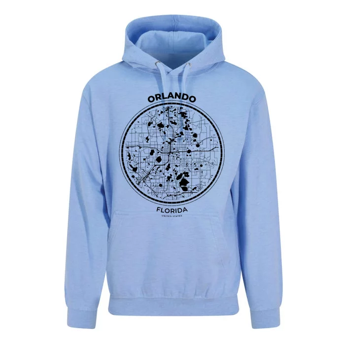 Orlando Florida Map Sketch Unisex Surf Hoodie