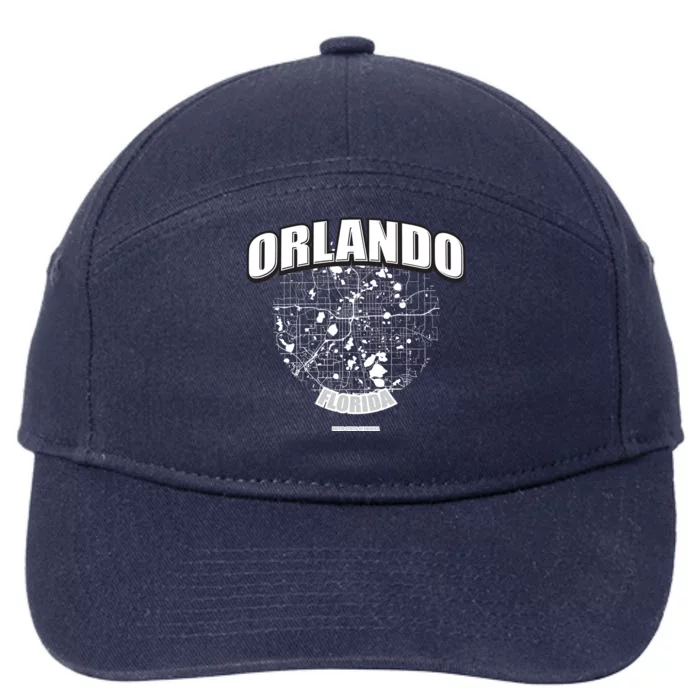 Orlando Florida Map 7-Panel Snapback Hat