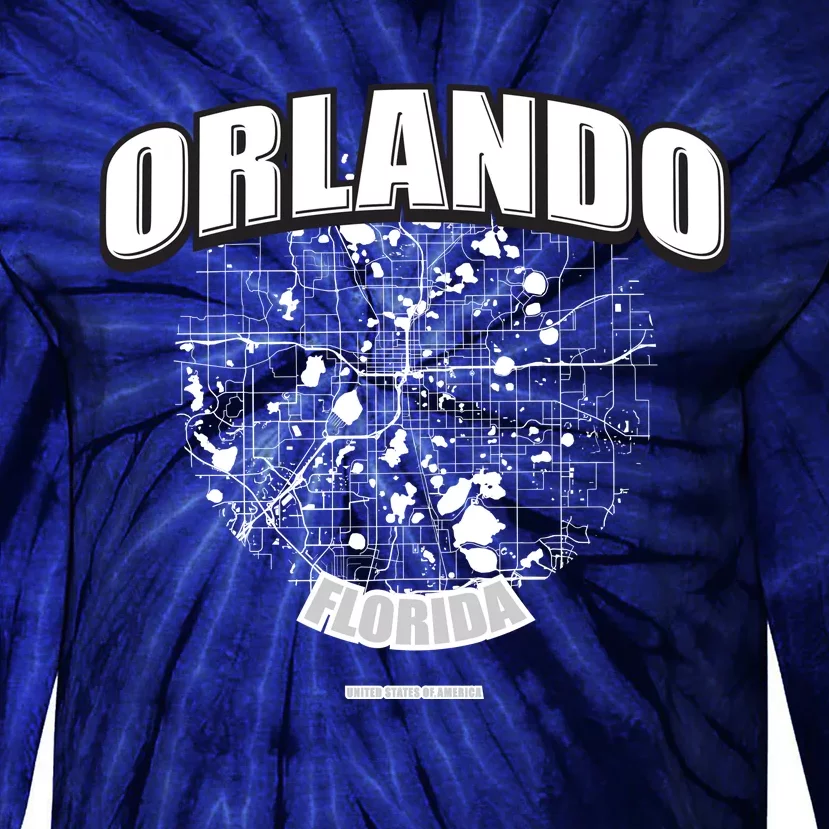 Orlando Florida Map Tie-Dye Long Sleeve Shirt