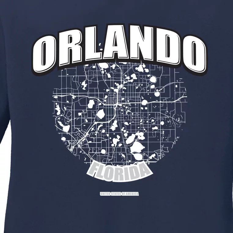 Orlando Florida Map Ladies Long Sleeve Shirt