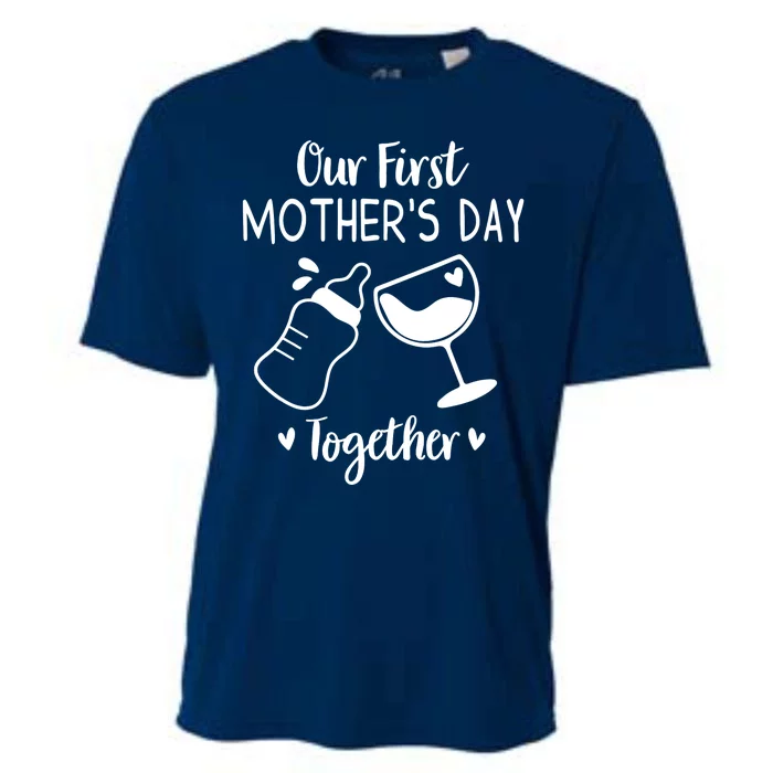 Our First Mothers Day Matching Wo Baby First Time Mom Cooling Performance Crew T-Shirt