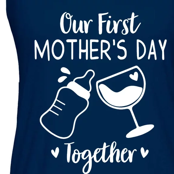 Our First Mothers Day Matching Wo Baby First Time Mom Ladies Essential Flowy Tank