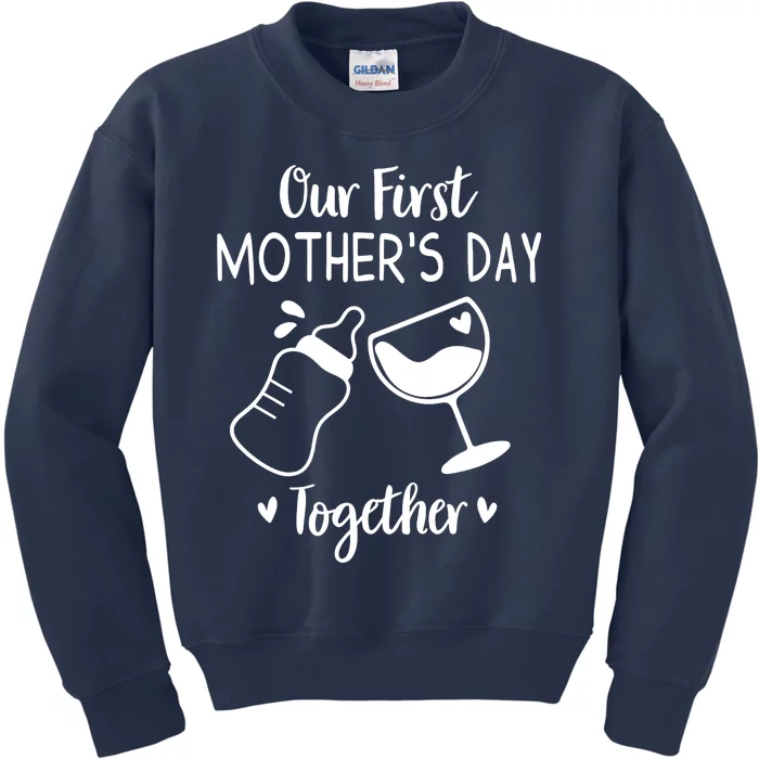 Our First Mothers Day Matching Wo Baby First Time Mom Kids Sweatshirt