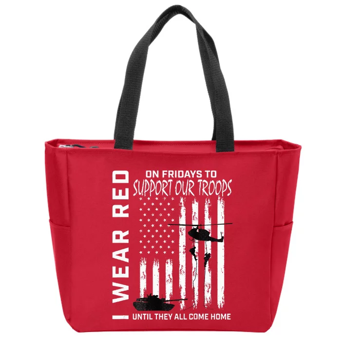 On Fridays Military Veteran Support Our Troops Flag Zip Tote Bag