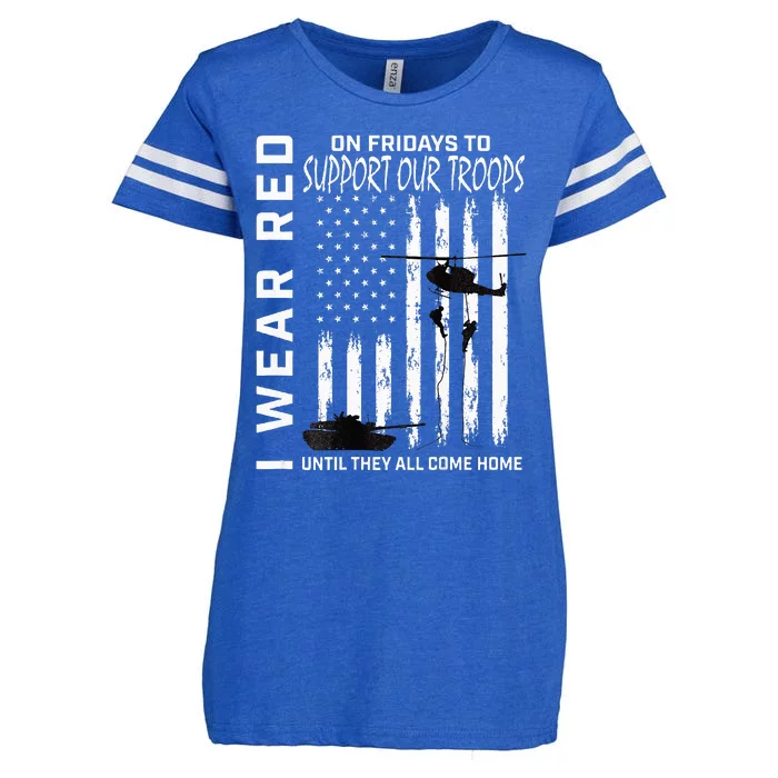 On Fridays Military Veteran Support Our Troops Flag Enza Ladies Jersey Football T-Shirt