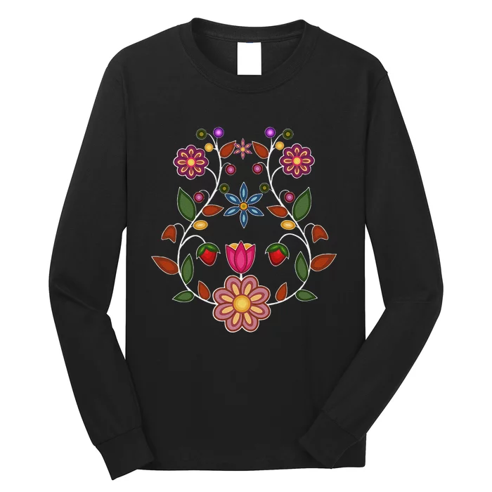 Ojibwe Floral Native Wild Flowers Indigenous Cute Botanical Long Sleeve Shirt