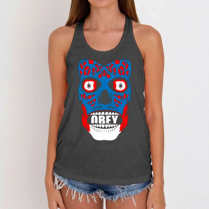 OBEY FACE Women's Knotted Racerback Tank